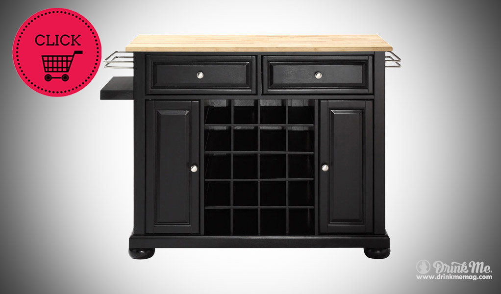 Alexandria Natural Wood-Top Kitchen Wine Island drinkmemag.com drink me wine gifts