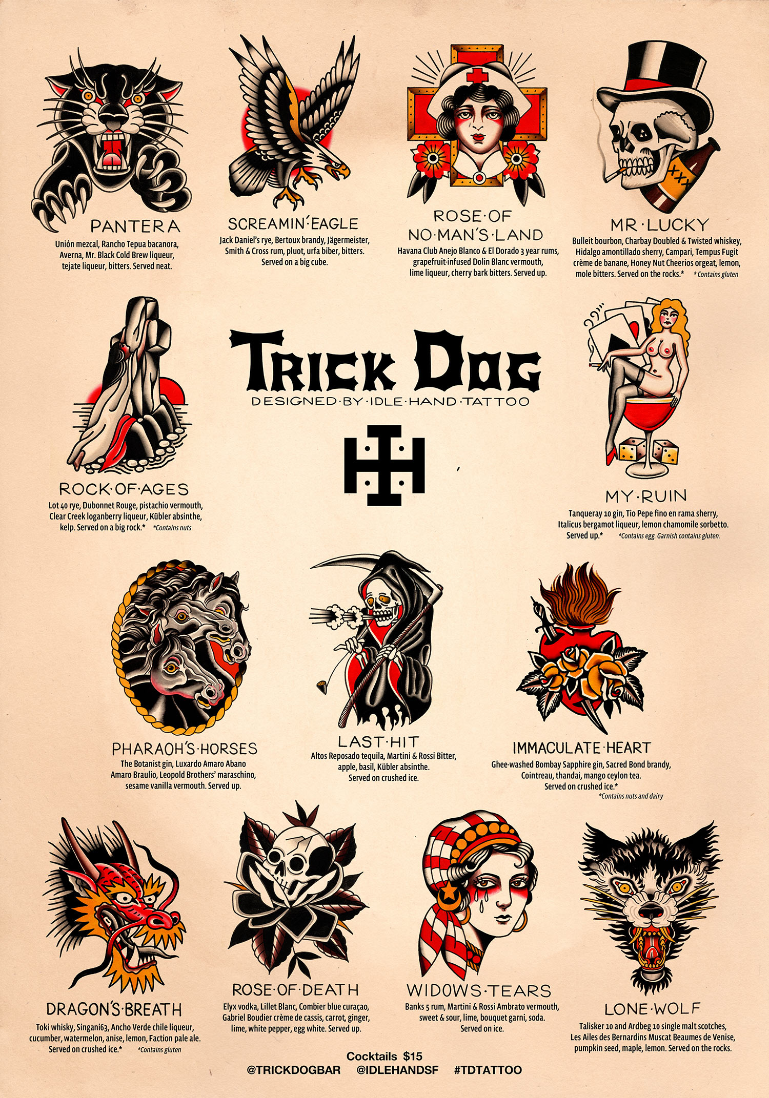 Trick Dog S Lucky 13 Tattoo Inspired Cocktails Drink Me Magazine